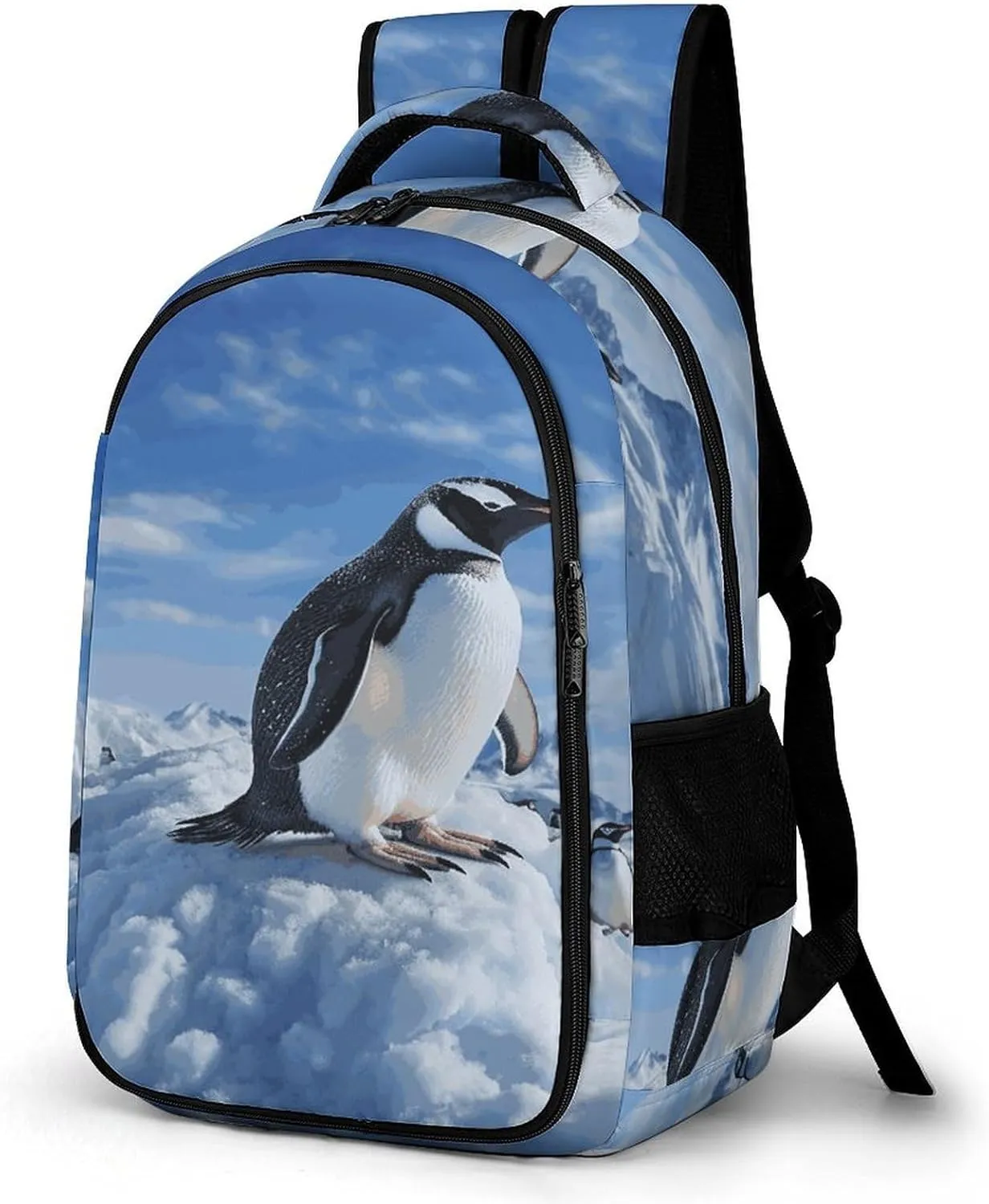 Snow Mountain Penguin Travel Backpack Adjustable Computer Bag Casual Travel Daypack Satchel Backpack Unisex