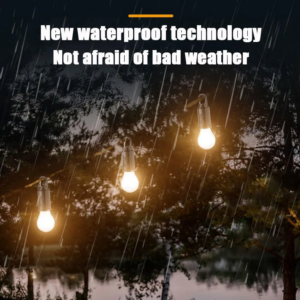 Solar Rechargeable Hooked Camping Light, 3 Light Modes Adjustable LED Solar Camping Lights, Portable Outdoor Waterproof Emergency Camp Bulbs for Hiking, Party, Fishing (Mix, 6pcs)