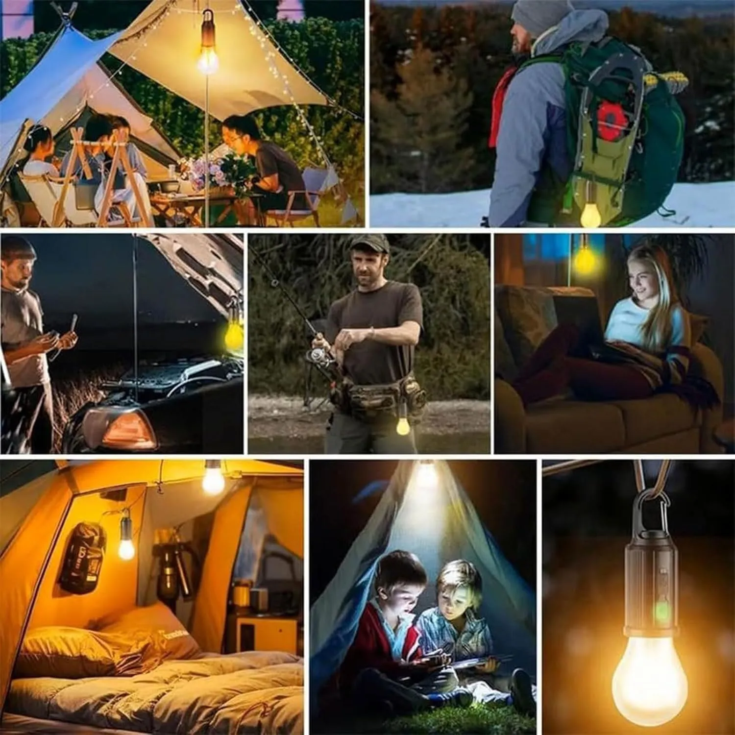 Solar Rechargeable Hooked Camping Light, Multi-Functional Waterproof Solar Tent Lights, USB Rechargeable Led Camping Lantern,Portable Clip Hook Indoor ＆ Outdoor Hanging Lantern (Flat Bottom Style, 2)