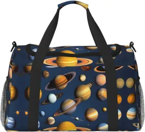 Solar System Planets Print Large Hand Travel Bag, Waterproof Tote Handbag for Women, Duffel Bag Sport Gym for Men