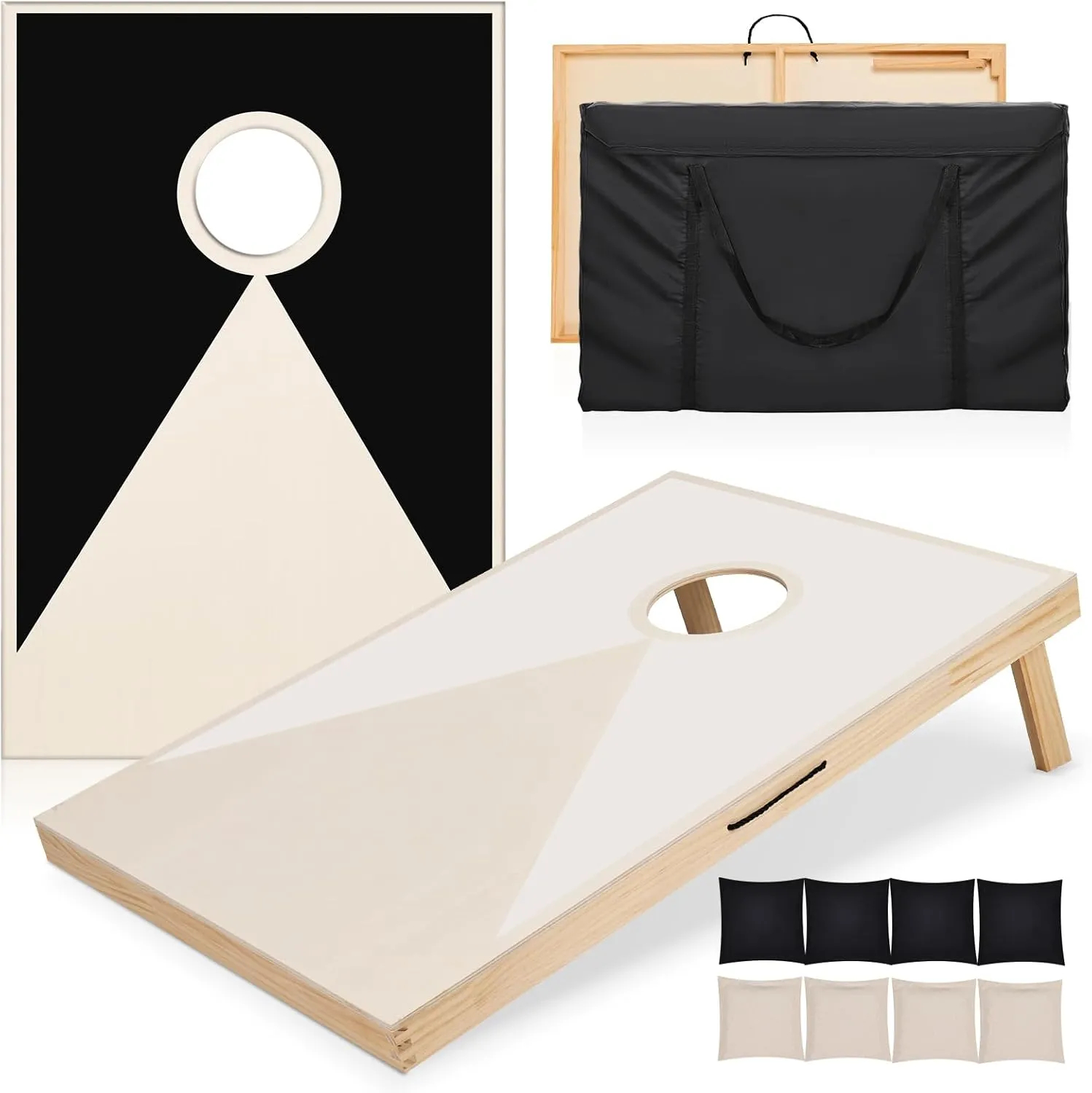 Solid Wood Cornhole Set for Family Fun, Premium Craftsmanship, Tailgate Size, Includes 8 All-Weather Bean Bags