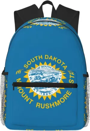 South Dakota Flag Print Comfortable Backpack Ideal For Travel, Outdoor And Everyday Use, Unisex