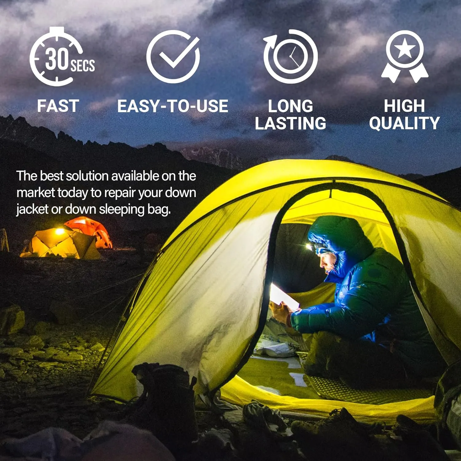 Space - Self-Adhesive Down Jacket Repair Patches | Waterproof, Tear-Resistant, Pre-Cut Patches | 9-Piece Set for Outdoor Gear, Sleeping Bags & Tents