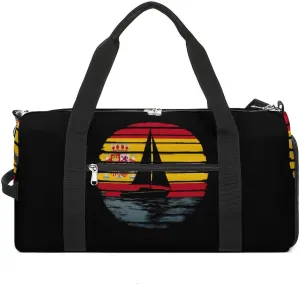 Spanish Flag Sailing Sailboat Ship Unisex Gym Bag Waterproof Sports Duffels Travel Gear With Laundry Shoe Compartment