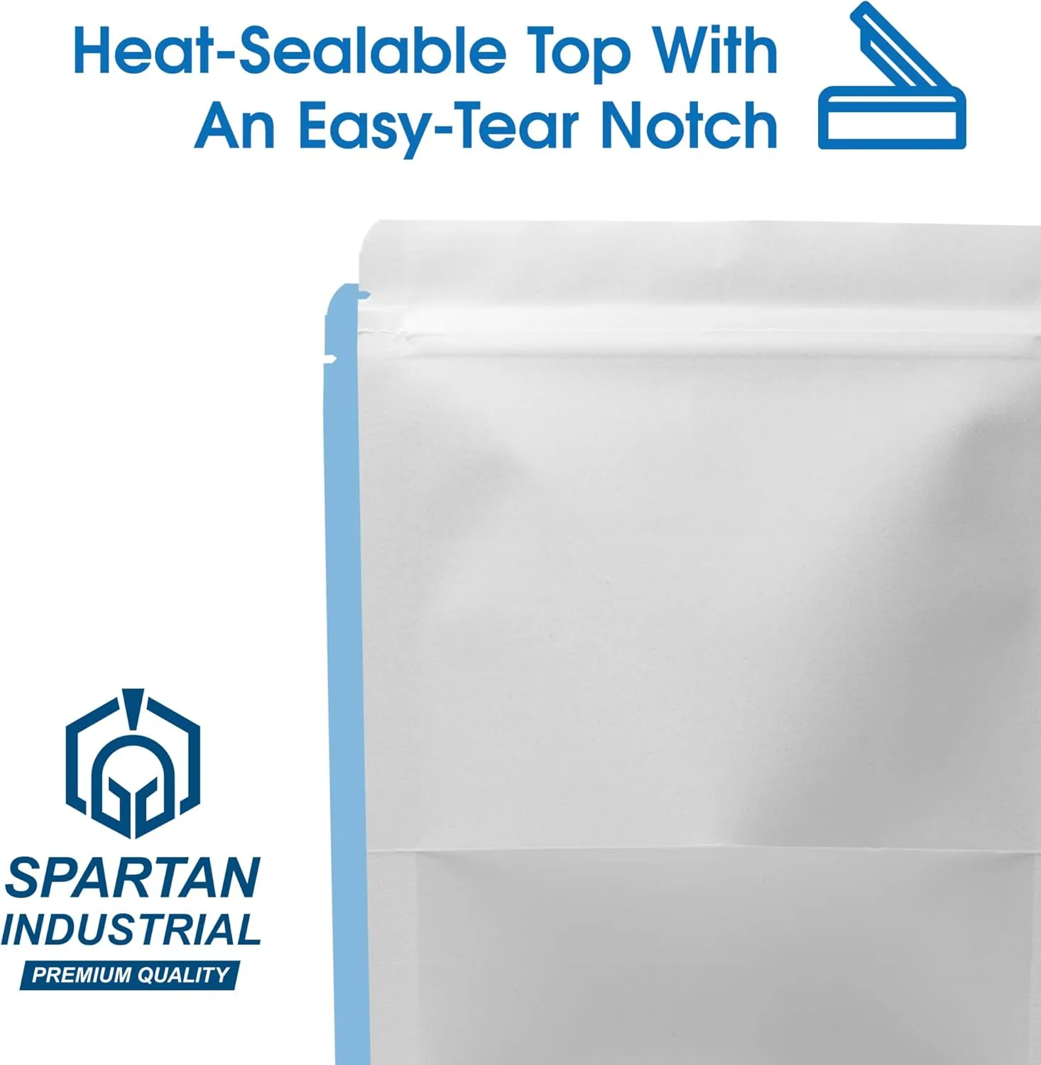 Spartan Industrial - 3.5" X 5.5" White Resealable Stand-Up Pouches - Pack of 1000 Small Smell-Proof Food Pouch Bags for Packaging, Pet Treats, Cosmetics, and More