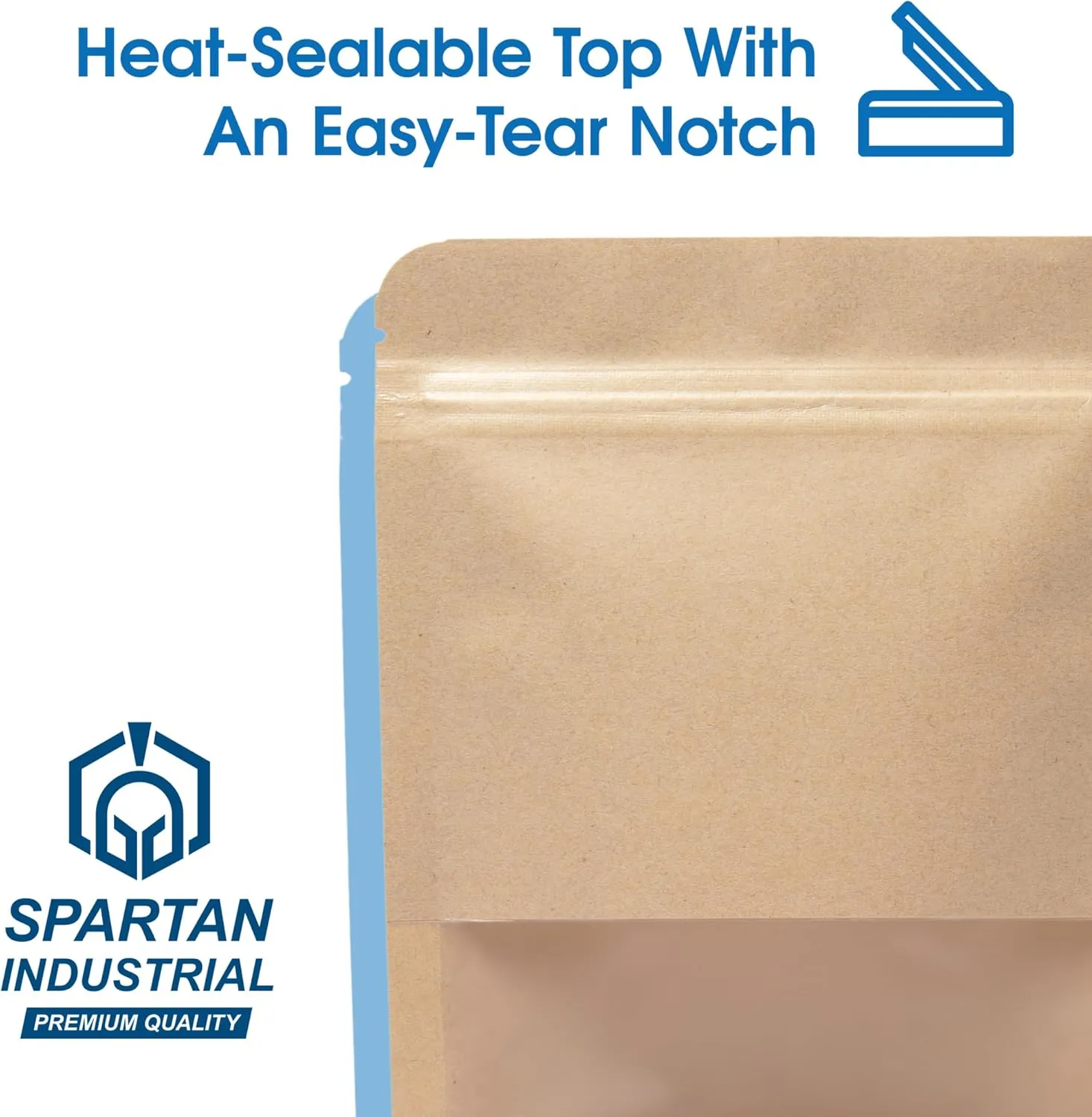 Spartan Industrial - 6" X 9" Kraft Zip Top Food Storage Bags - Pack of 100 Smell-Proof Resealable Pouches for Packaging Coffee, Tea, Spices, Snacks, and More