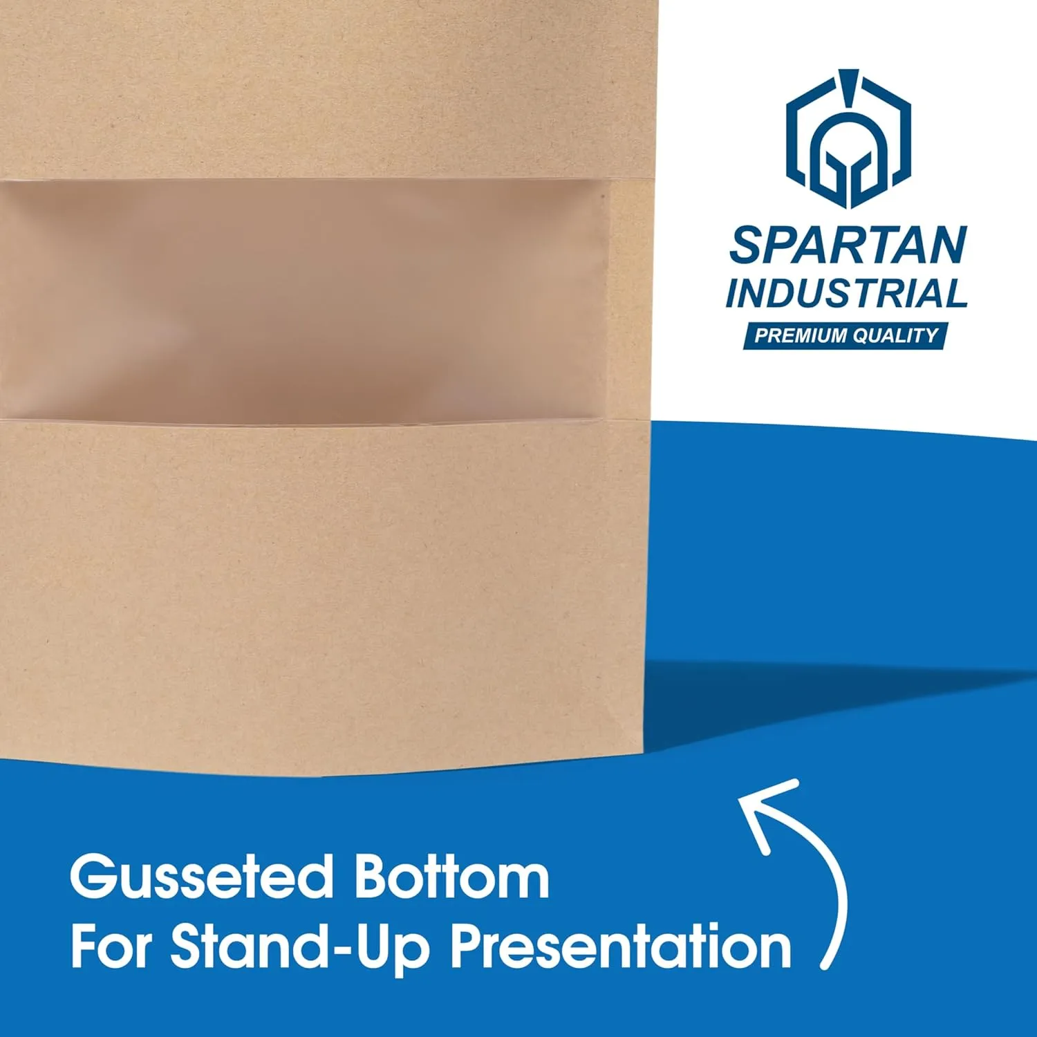 Spartan Industrial - 6" X 9" Kraft Zip Top Food Storage Bags - Pack of 100 Smell-Proof Resealable Pouches for Packaging Coffee, Tea, Spices, Snacks, and More