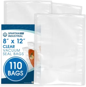 Spartan Industrial - 8" X 12" Vacuum Seal Food Bags for Freeze Drying, Freezer, Meal Prep, Sous Vide - BPA-Free, Pack of 110