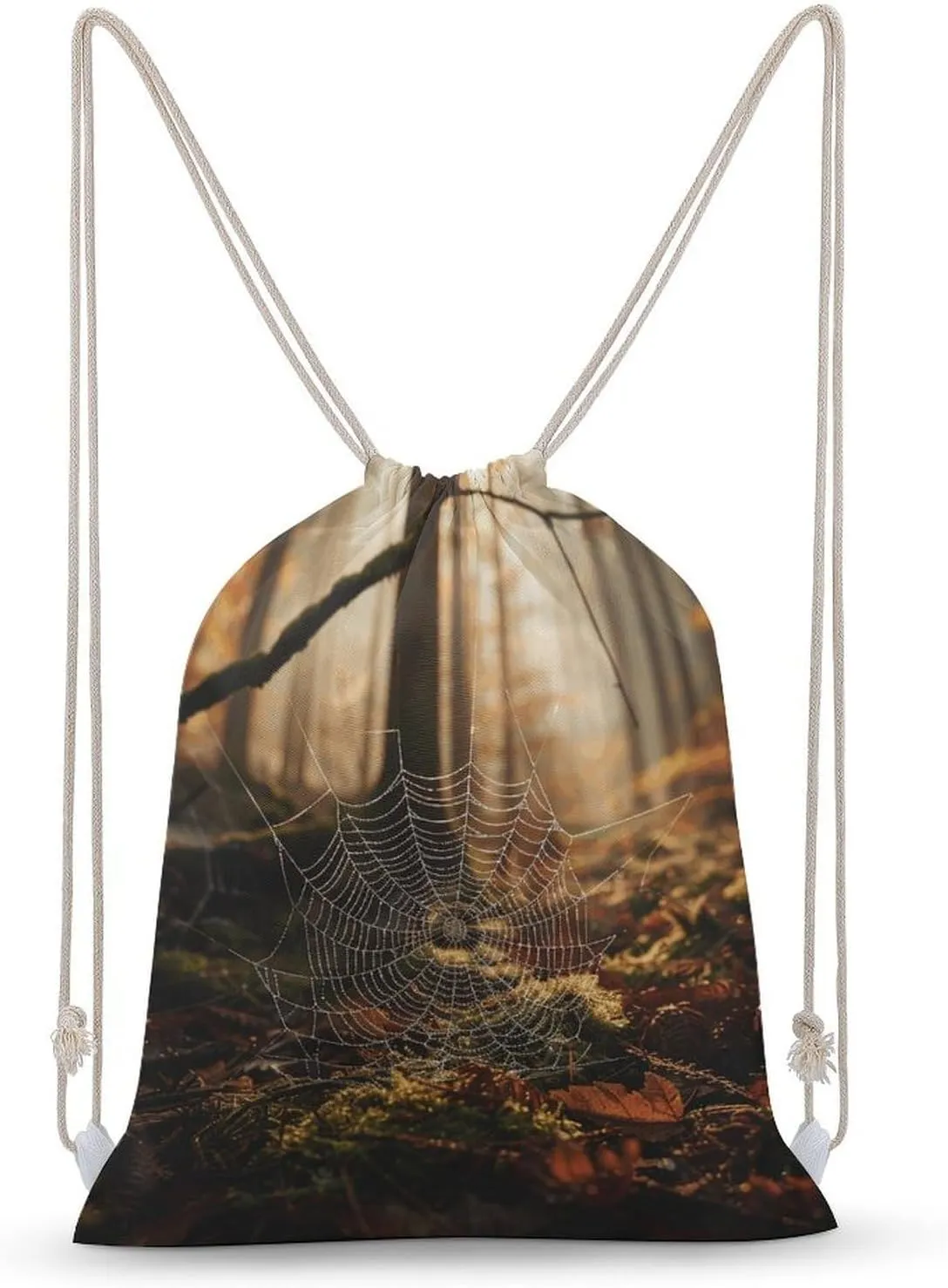 Spider Web on The Ground Drawstring Backpack for Women Men Drawstring Bag for Travel Swimming Sports Gym Bag