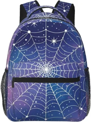 Spider Web Starry Sky Stars Adult Backpacks 15 Inch Laptop Backpack Double Shoulder Bag for Work Travel Gifts