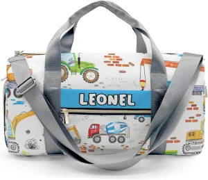 Sport Player Gym Bags Travel Duffle Bag,Construction Trucks Tractor Crane Weekender Duffel Bag with Shoe Compartment,Personalized Workout Duffle Sports Bag