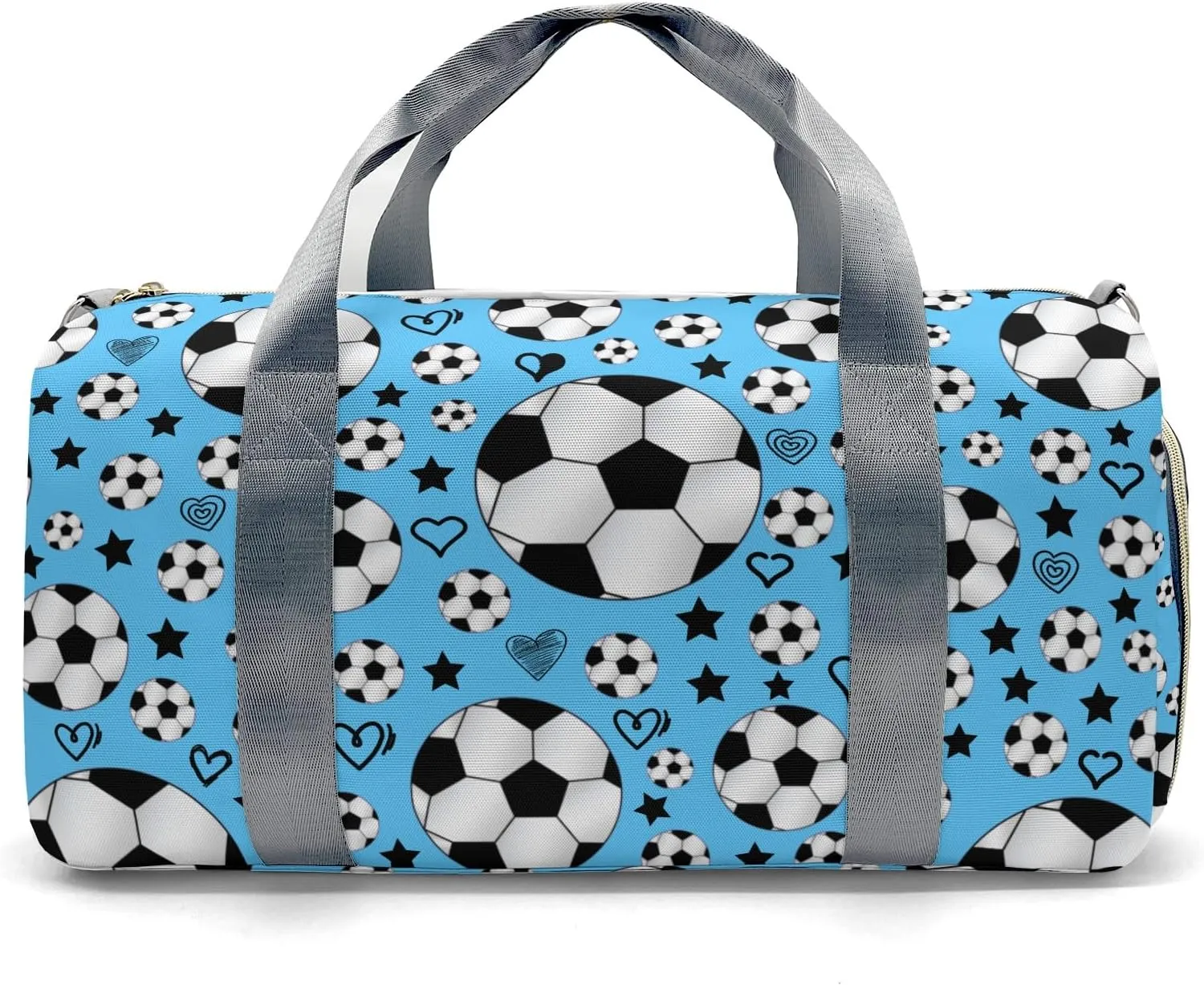 Sport Soccer Balls Team Number Sky Blue Personalized Kids Duffel Swim Bag for Boys,Customized Swim Duffle Bag for Boys Man Kids Gifts