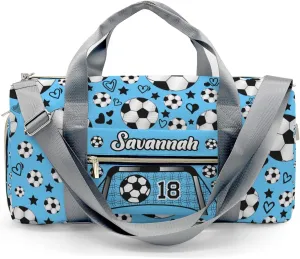 Sport Soccer Balls Team Number Sky Blue Personalized Kids Duffel Swim Bag for Boys,Customized Swim Duffle Bag for Boys Man Kids Gifts