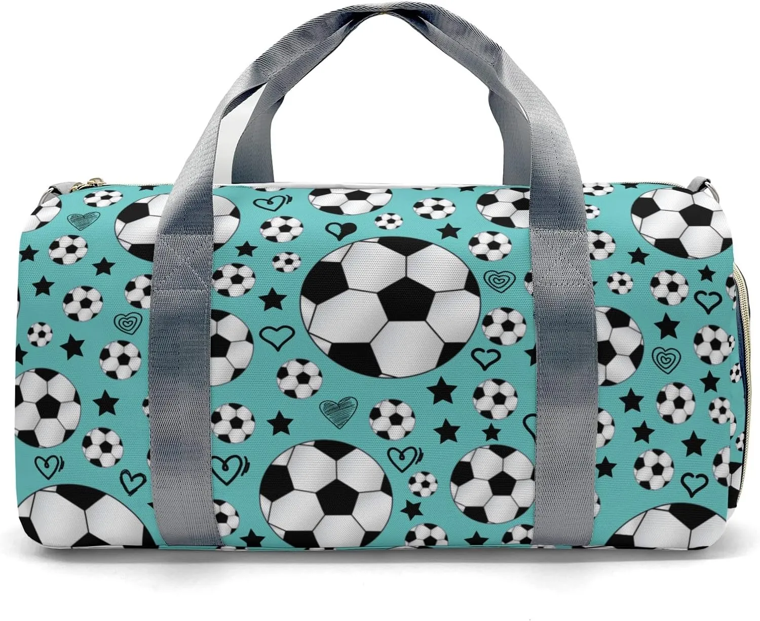 Sport Soccer Balls Team Number Teal Personalized Gym Dance Bag for Girls Boys,Custom Name Sport Duffel Bag Weekender Bags Carry On Travel Duffel Bag