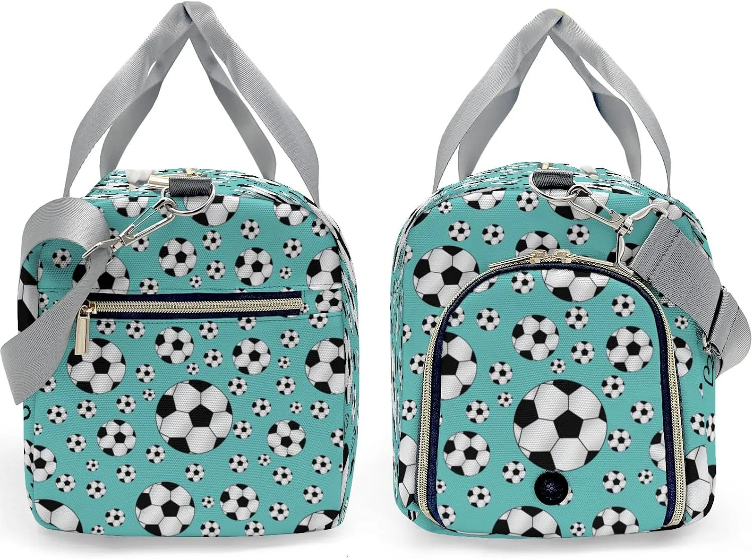Sport Soccer Balls Team Number Teal Personalized Gym Dance Bag for Girls Boys,Custom Name Sport Duffel Bag Weekender Bags Carry On Travel Duffel Bag