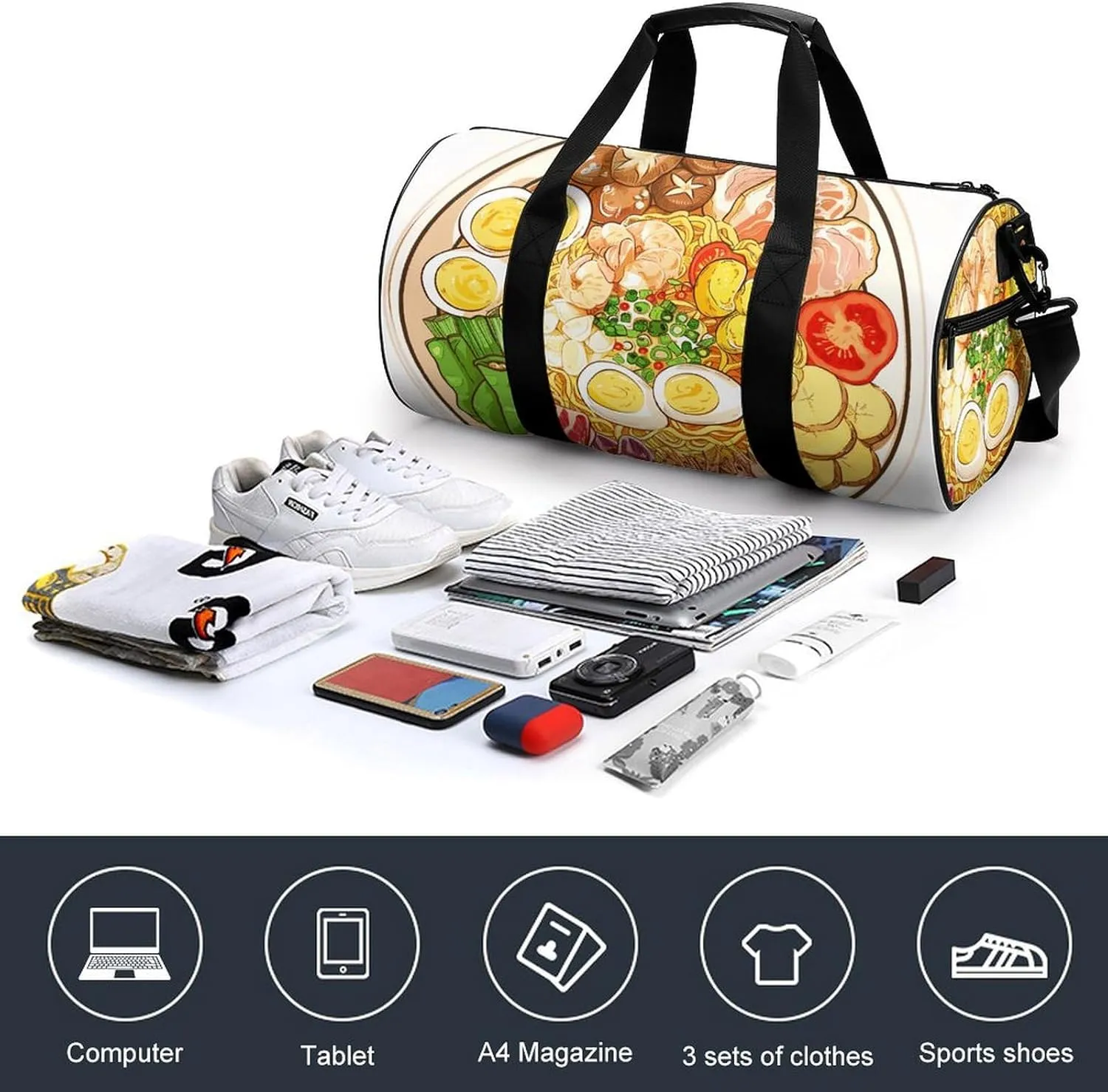 Sports Gym Bag for Women Men Travel Duffel Bag A Plate of Delicious Food Weekender Bag Canvas Carry on Overnight Bag for Travel Swimming Fitness Workout Sports Duffle Bag