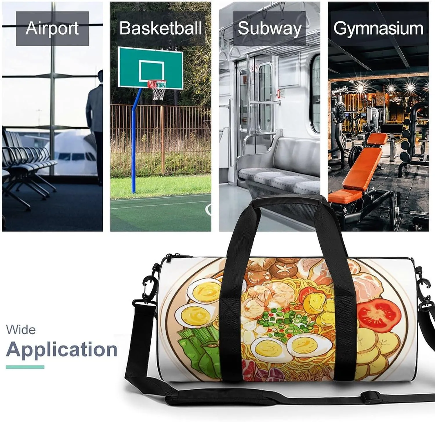 Sports Gym Bag for Women Men Travel Duffel Bag A Plate of Delicious Food Weekender Bag Canvas Carry on Overnight Bag for Travel Swimming Fitness Workout Sports Duffle Bag