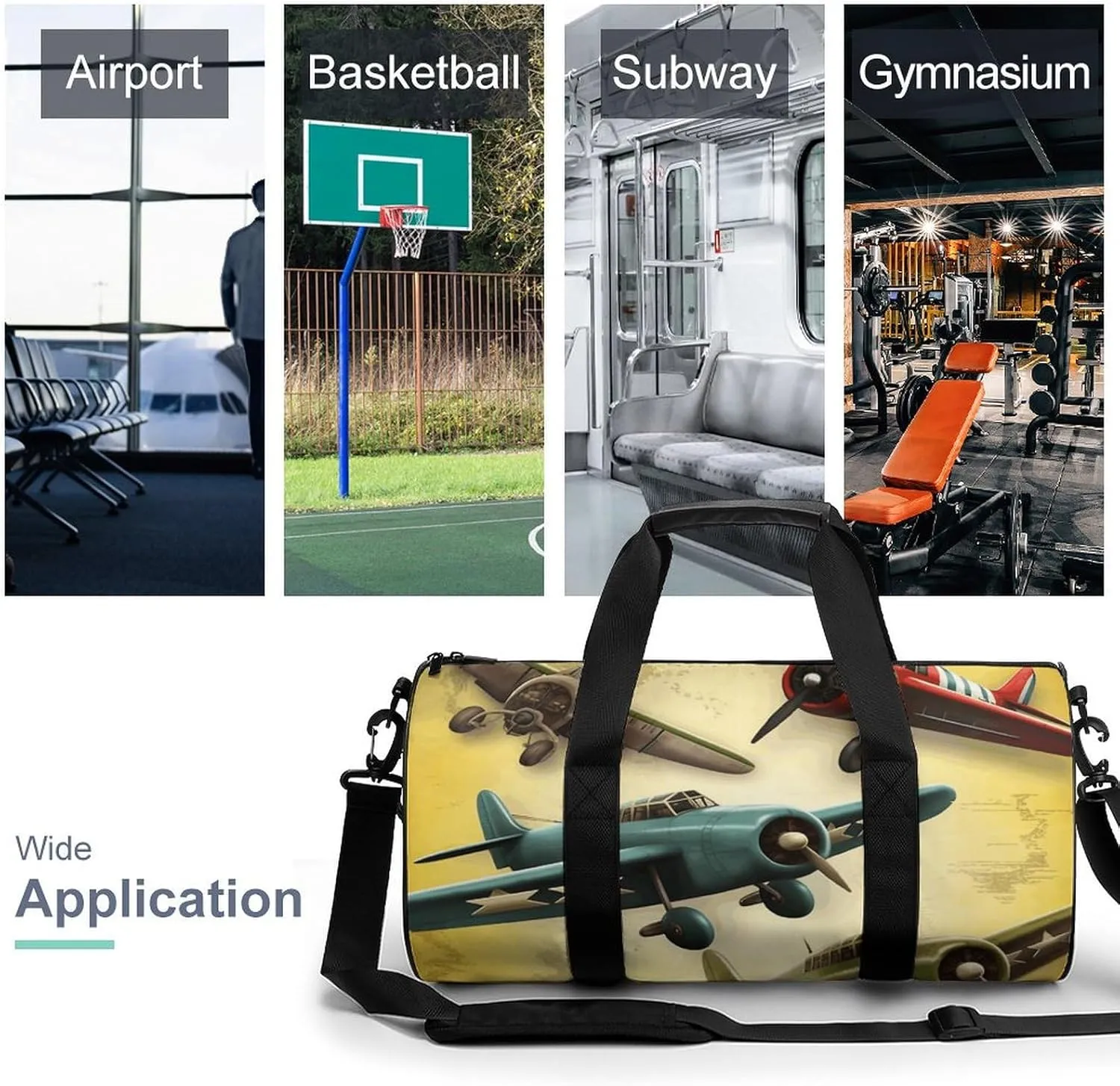 Sports Gym Bag for Women Men Travel Duffel Bag Different Planes Weekender Bag Canvas Carry on Overnight Bag for Travel Swimming Fitness Workout Sports Duffle Bag, 17.7in/9in/9in, style-1-1