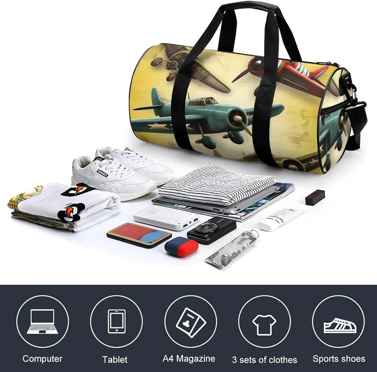 Sports Gym Bag for Women Men Travel Duffel Bag Different Planes Weekender Bag Canvas Carry on Overnight Bag for Travel Swimming Fitness Workout Sports Duffle Bag, 17.7in/9in/9in, style-1-1