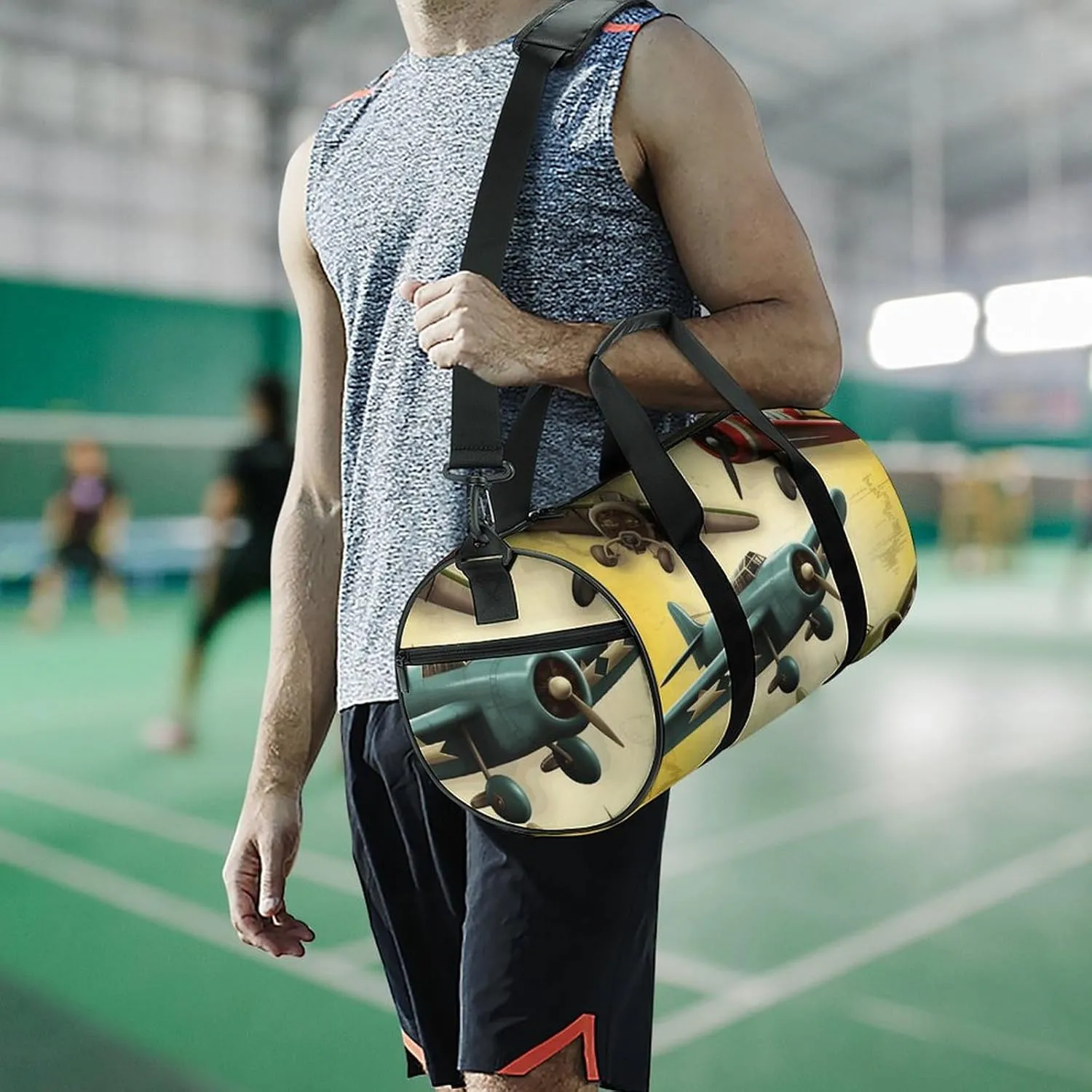 Sports Gym Bag for Women Men Travel Duffel Bag Different Planes Weekender Bag Canvas Carry on Overnight Bag for Travel Swimming Fitness Workout Sports Duffle Bag, 17.7in/9in/9in, style-1-1