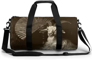Sports Gym Bag for Women Men Travel Duffel Bag Goat And Fan Weekender Bag Canvas Carry on Overnight Bag for Travel Swimming Fitness Workout Sports Duffle Bag