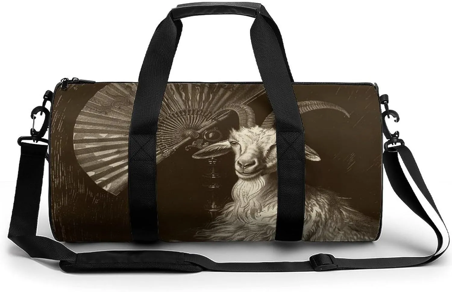 Sports Gym Bag for Women Men Travel Duffel Bag Goat And Fan Weekender Bag Canvas Carry on Overnight Bag for Travel Swimming Fitness Workout Sports Duffle Bag