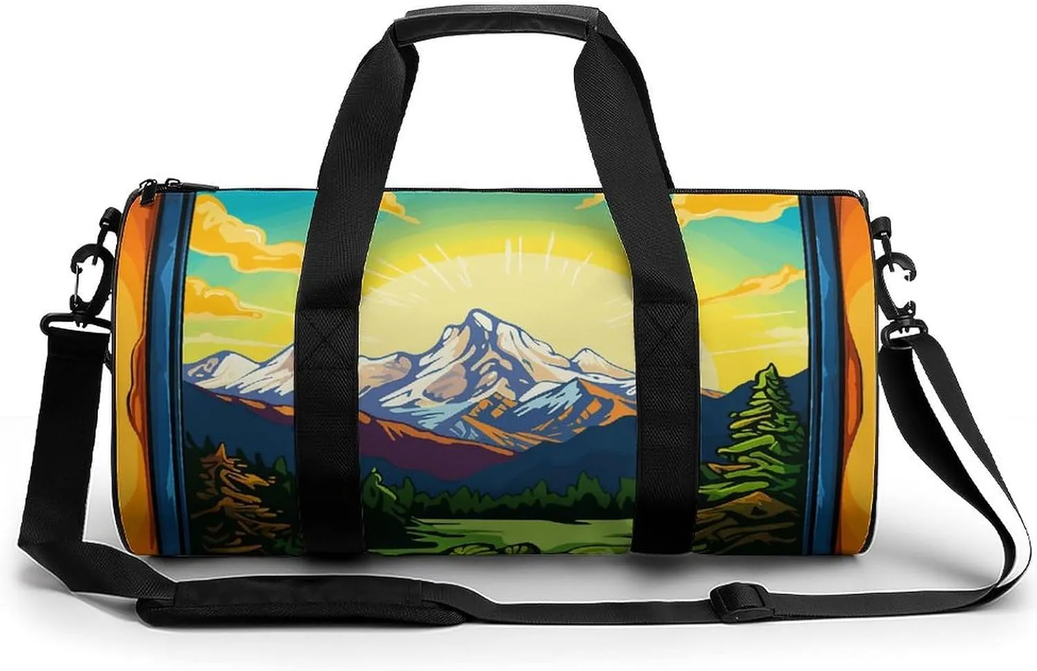 Sports Gym Bag for Women Men Travel Duffel Bag Green Mountains Weekender Bag Canvas Carry on Overnight Bag for Travel Swimming Fitness Workout Sports Duffle Bag, 17.7in/9in/9in, style-1-2