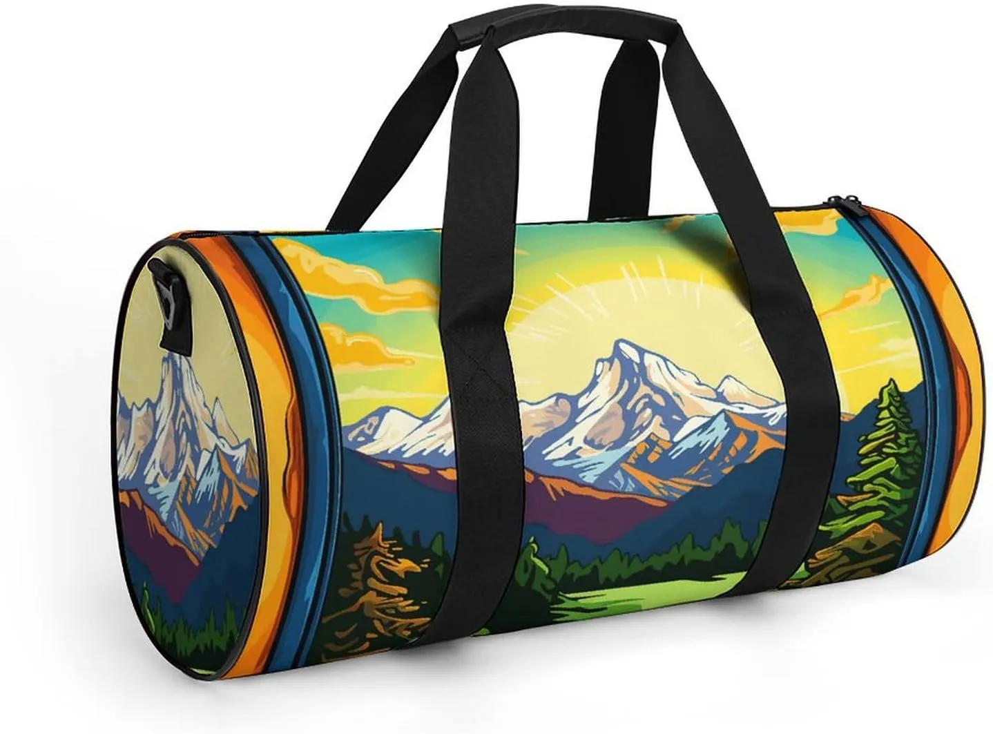 Sports Gym Bag for Women Men Travel Duffel Bag Green Mountains Weekender Bag Canvas Carry on Overnight Bag for Travel Swimming Fitness Workout Sports Duffle Bag, 17.7in/9in/9in, style-1-2