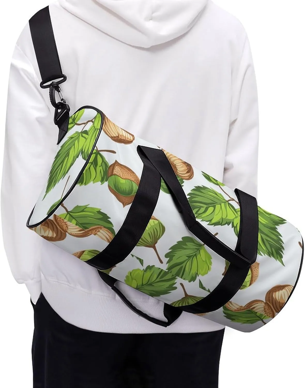 Sports Gym Bag for Women Men Travel Duffel Bag Hazelnuts And Leaves Weekender Bag Canvas Carry on Overnight Bag for Travel Swimming Fitness Workout Sports Duffle Bag