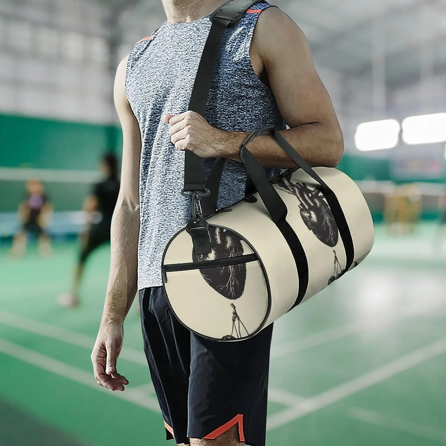 Sports Gym Bag for Women Men Travel Duffel Bag Heart And Cherry Weekender Bag Canvas Carry on Overnight Bag for Travel Swimming Fitness Workout Sports Duffle Bag, 17.7in/9in/9in, style-2-1