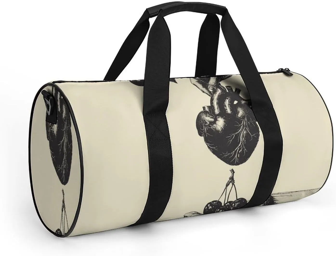 Sports Gym Bag for Women Men Travel Duffel Bag Heart And Cherry Weekender Bag Canvas Carry on Overnight Bag for Travel Swimming Fitness Workout Sports Duffle Bag, 17.7in/9in/9in, style-2-1
