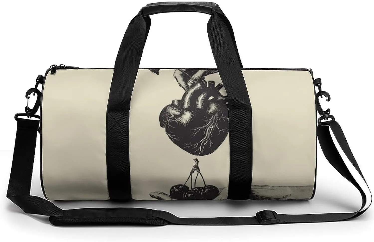 Sports Gym Bag for Women Men Travel Duffel Bag Heart And Cherry Weekender Bag Canvas Carry on Overnight Bag for Travel Swimming Fitness Workout Sports Duffle Bag, 17.7in/9in/9in, style-2-1