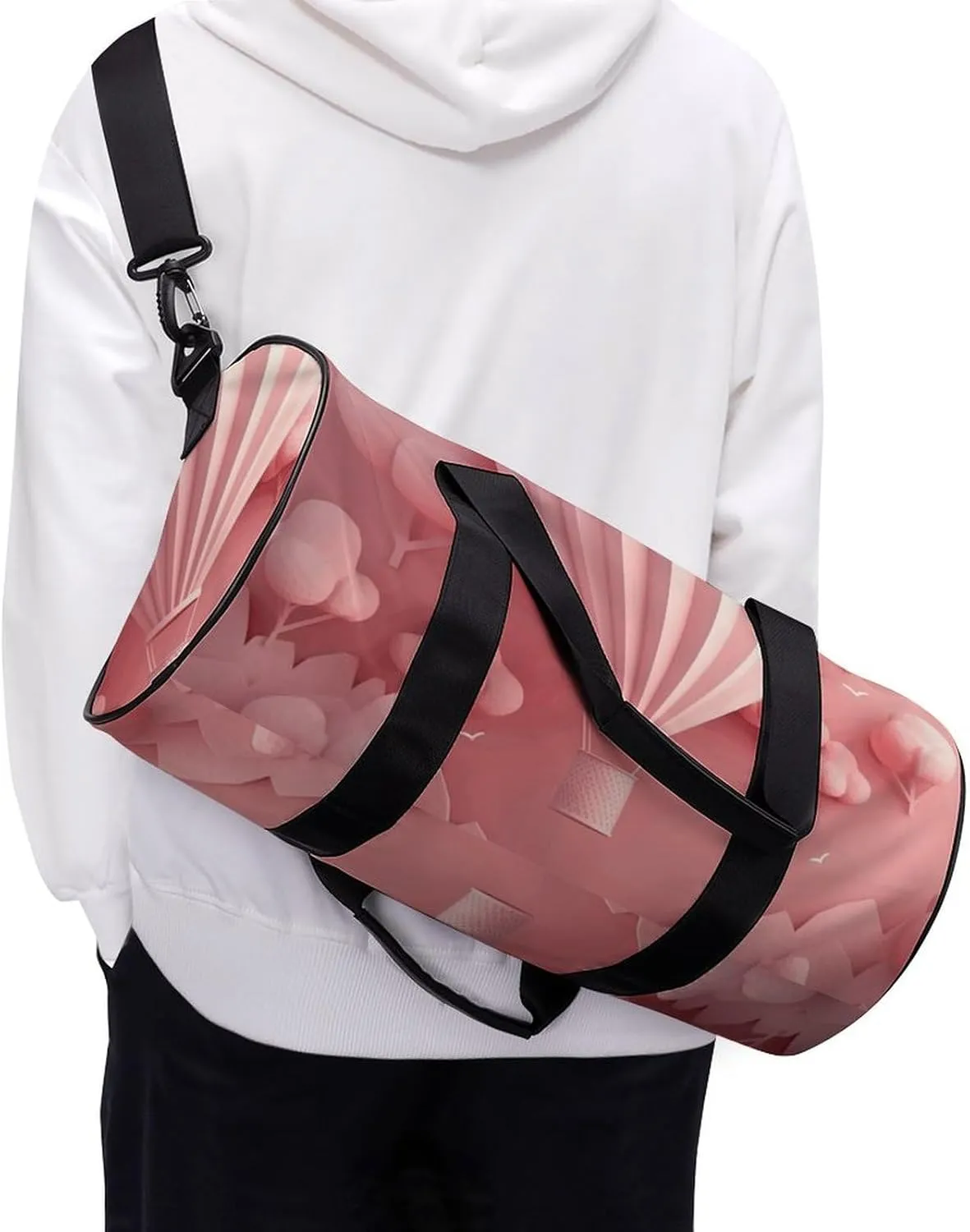 Sports Gym Bag for Women Men Travel Duffel Bag Hot Air Balloon Floating Weekender Bag Canvas Carry on Overnight Bag for Travel Swimming Fitness Workout Sports Duffle Bag