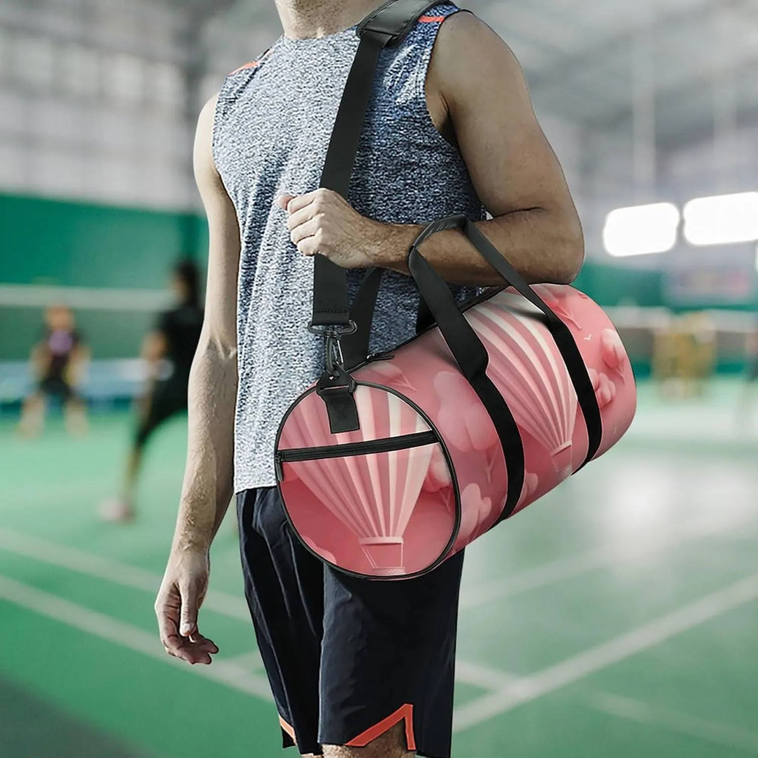 Sports Gym Bag for Women Men Travel Duffel Bag Hot Air Balloon Floating Weekender Bag Canvas Carry on Overnight Bag for Travel Swimming Fitness Workout Sports Duffle Bag