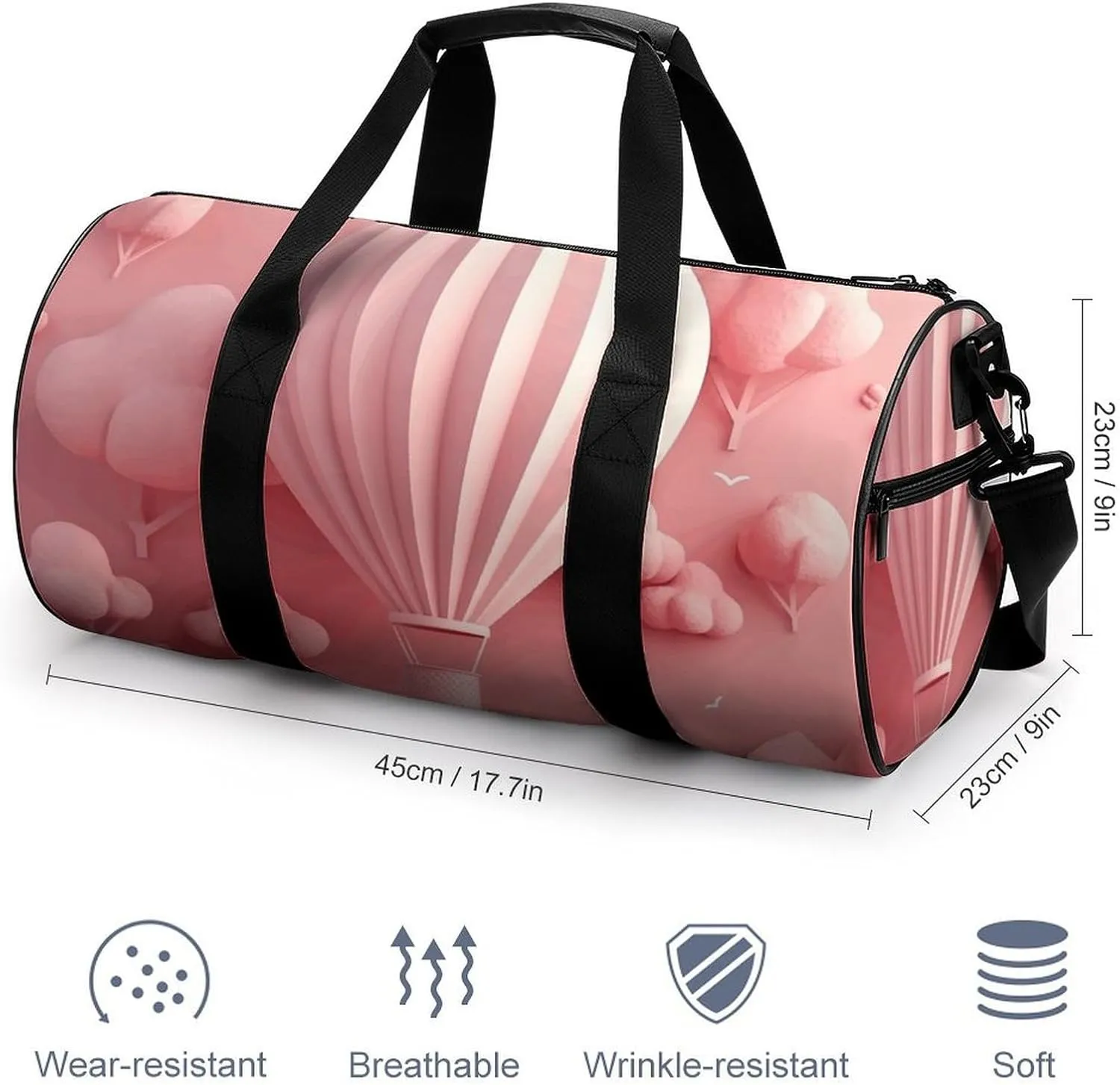 Sports Gym Bag for Women Men Travel Duffel Bag Hot Air Balloon Floating Weekender Bag Canvas Carry on Overnight Bag for Travel Swimming Fitness Workout Sports Duffle Bag