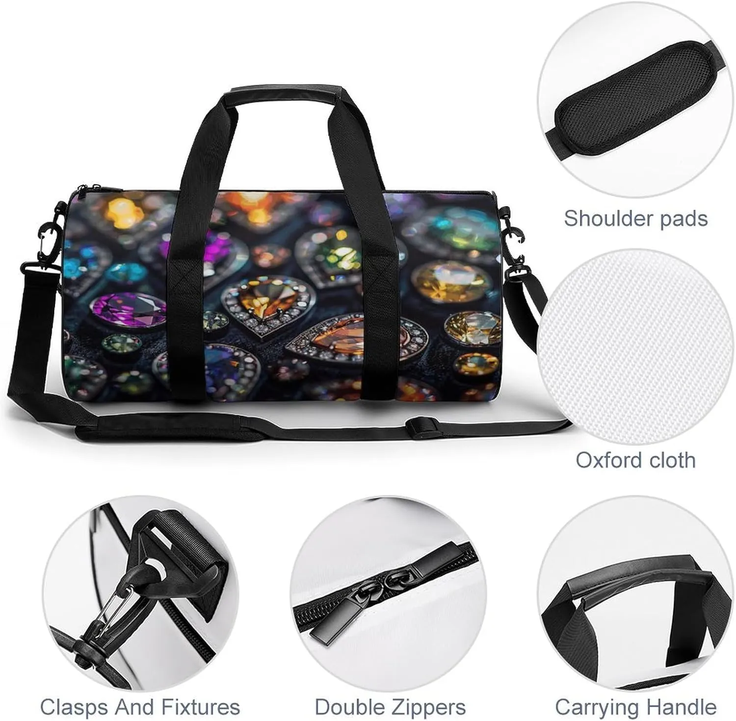 Sports Gym Bag for Women Men Travel Duffel Bag Intricate Jewelry Patterns Weekender Bag Canvas Carry on Overnight Bag for Travel Swimming Fitness Workout Sports Duffle Bag