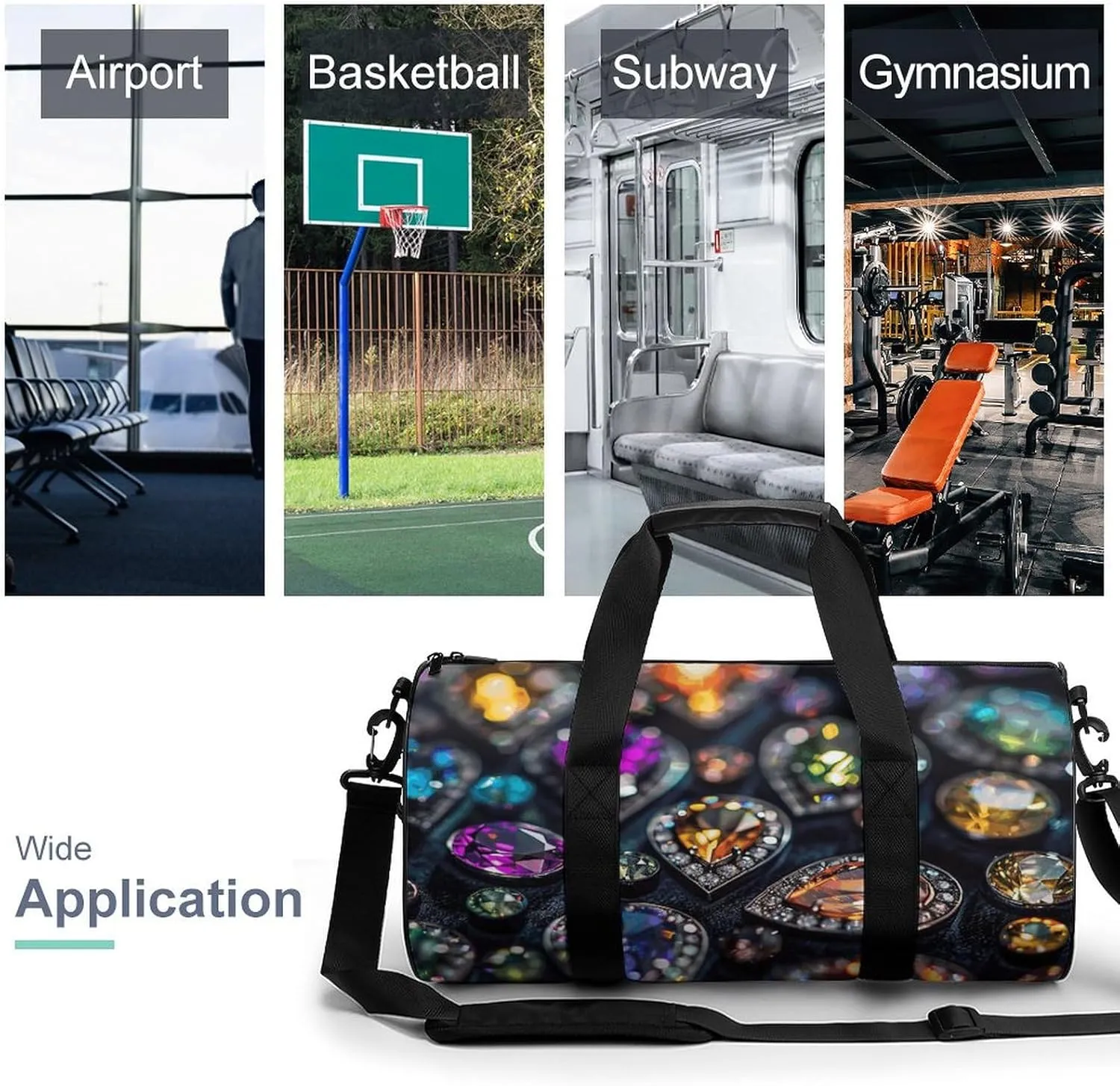 Sports Gym Bag for Women Men Travel Duffel Bag Intricate Jewelry Patterns Weekender Bag Canvas Carry on Overnight Bag for Travel Swimming Fitness Workout Sports Duffle Bag