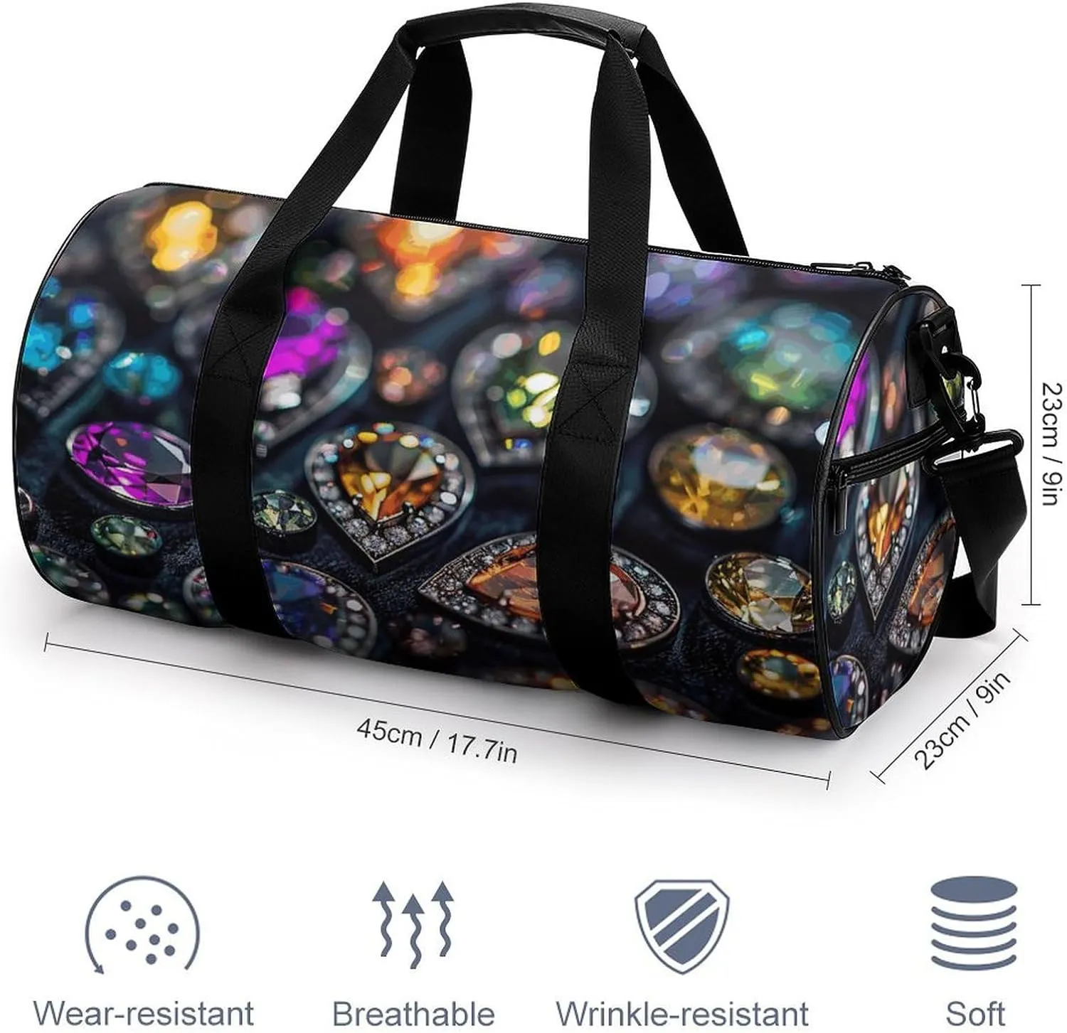 Sports Gym Bag for Women Men Travel Duffel Bag Intricate Jewelry Patterns Weekender Bag Canvas Carry on Overnight Bag for Travel Swimming Fitness Workout Sports Duffle Bag