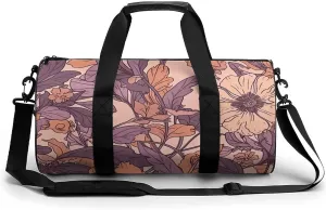 Sports Gym Bag for Women Men Travel Duffel Bag Light Peach Flowers Weekender Bag Canvas Carry on Overnight Bag for Travel Swimming Fitness Workout Sports Duffle Bag