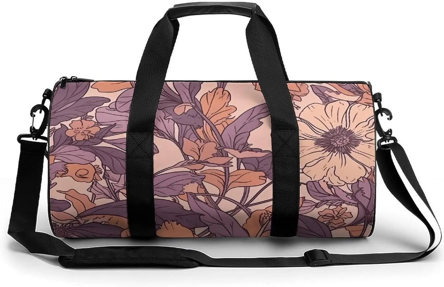 Sports Gym Bag for Women Men Travel Duffel Bag Light Peach Flowers Weekender Bag Canvas Carry on Overnight Bag for Travel Swimming Fitness Workout Sports Duffle Bag