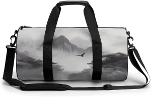 Sports Gym Bag for Women Men Travel Duffel Bag Mist And Birds Weekender Bag Canvas Carry on Overnight Bag for Travel Swimming Fitness Workout Sports Duffle Bag, 17.7in/9in/9in, style-4