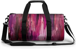 Sports Gym Bag for Women Men Travel Duffel Bag Peach And Purple Stripes Weekender Bag Canvas Carry on Overnight Bag for Travel Swimming Fitness Workout Sports Duffle Bag