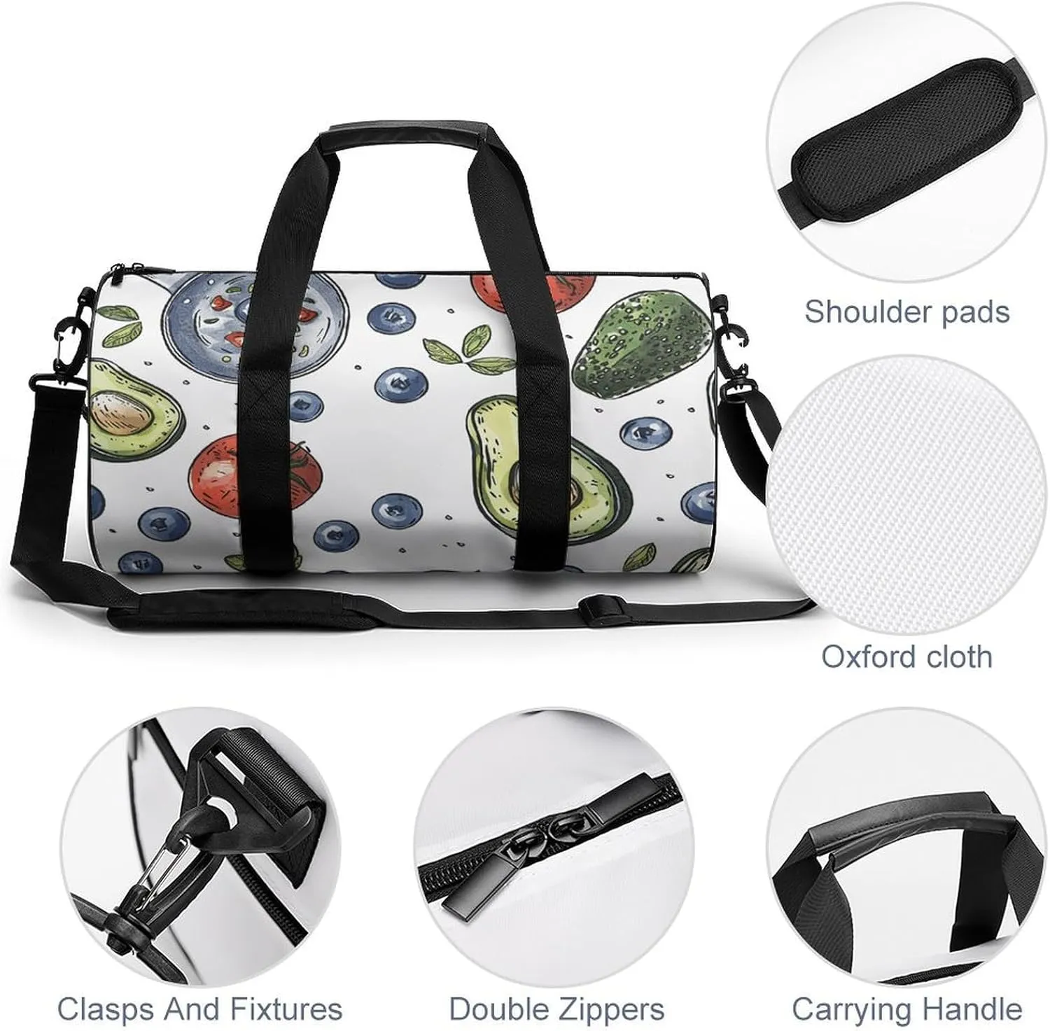Sports Gym Bag for Women Men Travel Duffel Bag Pot And Blueberries Weekender Bag Canvas Carry on Overnight Bag for Travel Swimming Fitness Workout Sports Duffle Bag, 17.7in/9in/9in, style-1