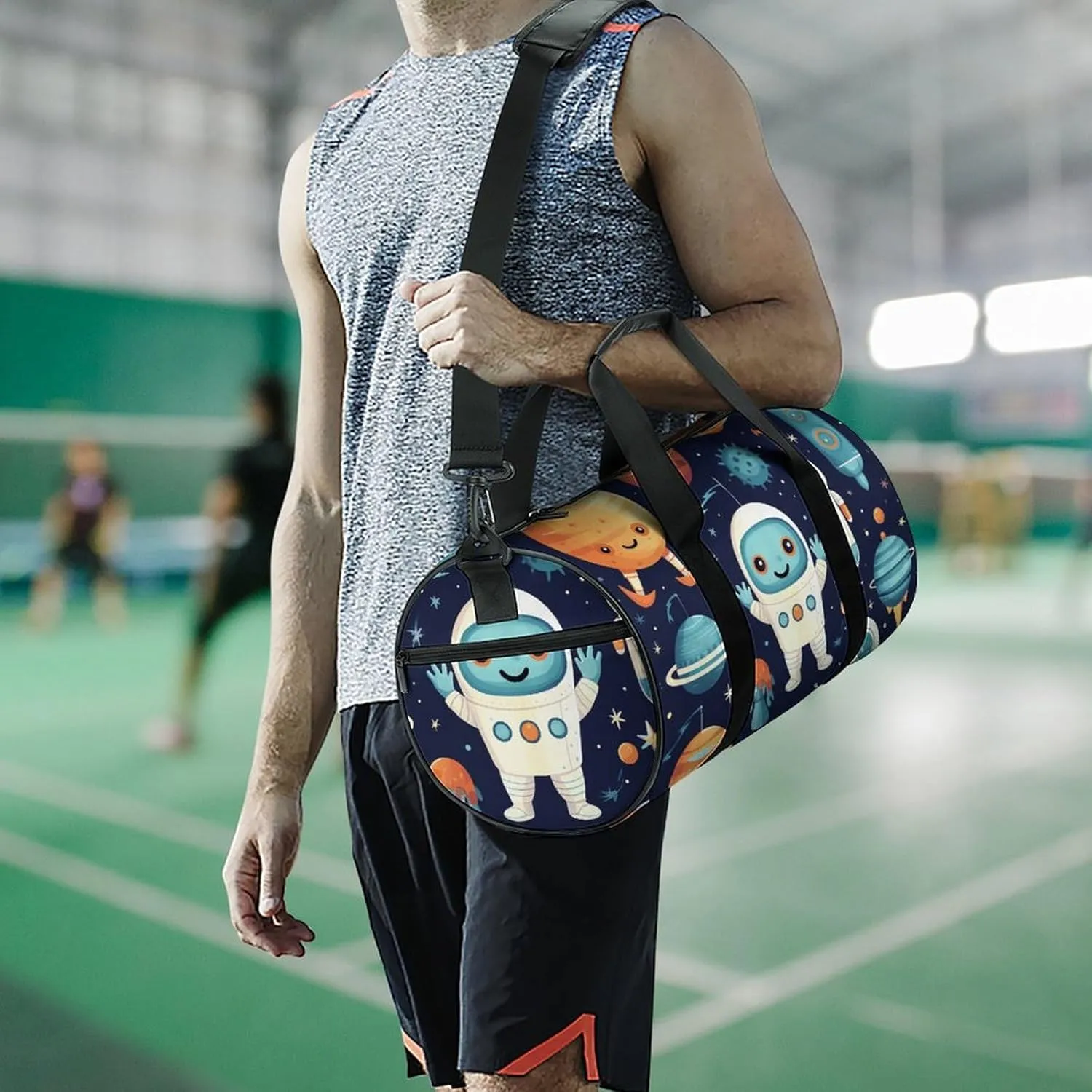Sports Gym Bag for Women Men Travel Duffel Bag Robot Style Pictures Weekender Bag Canvas Carry on Overnight Bag for Travel Swimming Fitness Workout Sports Duffle Bag
