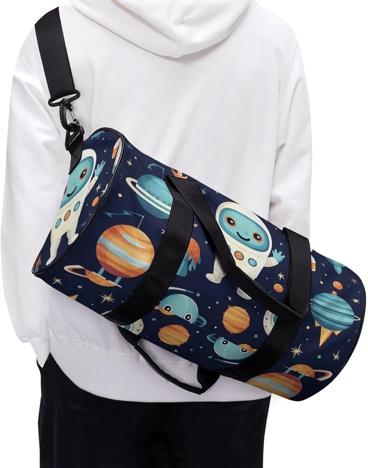 Sports Gym Bag for Women Men Travel Duffel Bag Robot Style Pictures Weekender Bag Canvas Carry on Overnight Bag for Travel Swimming Fitness Workout Sports Duffle Bag