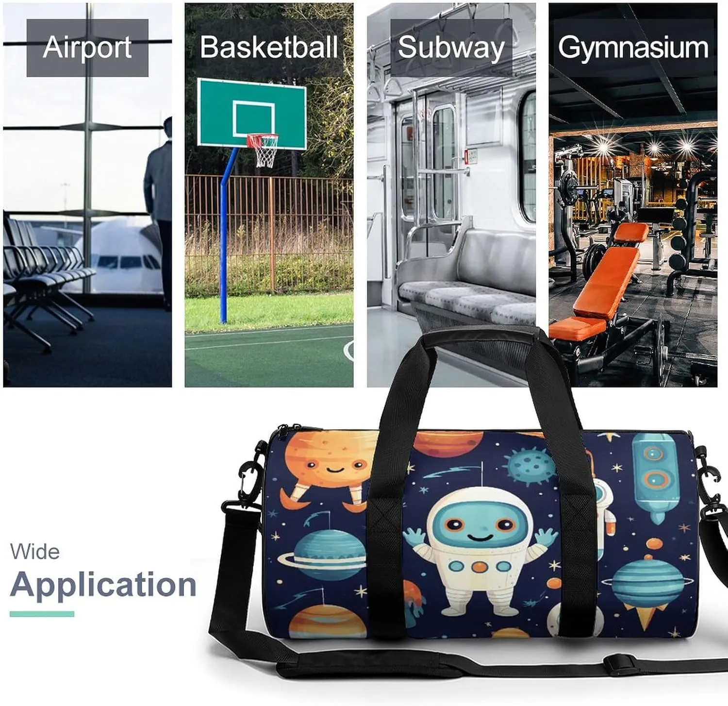 Sports Gym Bag for Women Men Travel Duffel Bag Robot Style Pictures Weekender Bag Canvas Carry on Overnight Bag for Travel Swimming Fitness Workout Sports Duffle Bag