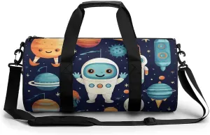 Sports Gym Bag for Women Men Travel Duffel Bag Robot Style Pictures Weekender Bag Canvas Carry on Overnight Bag for Travel Swimming Fitness Workout Sports Duffle Bag