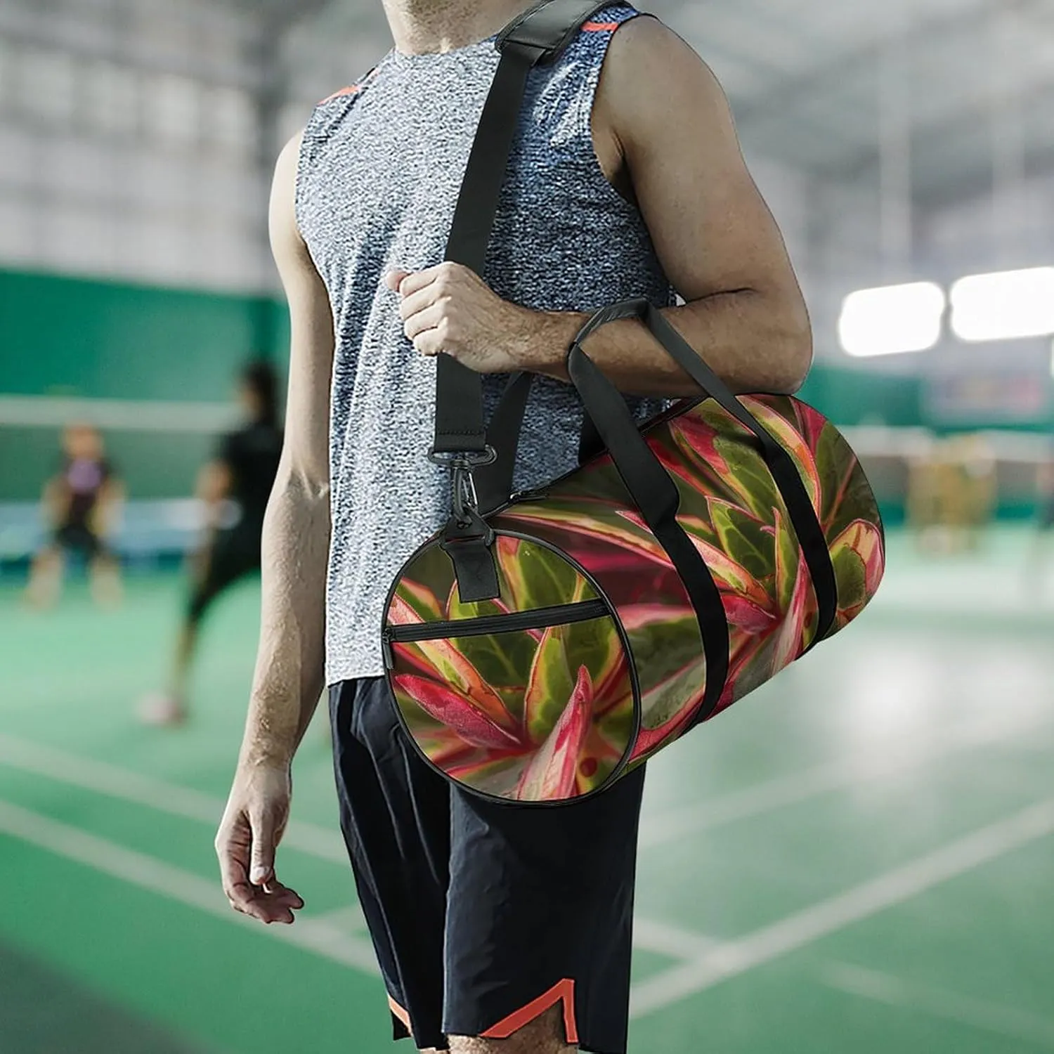 Sports Gym Bag for Women Men Travel Duffel Bag Succulent Plant Leaves Weekender Bag Canvas Carry on Overnight Bag for Travel Swimming Fitness Workout Sports Duffle Bag
