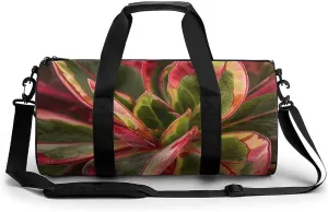 Sports Gym Bag for Women Men Travel Duffel Bag Succulent Plant Leaves Weekender Bag Canvas Carry on Overnight Bag for Travel Swimming Fitness Workout Sports Duffle Bag