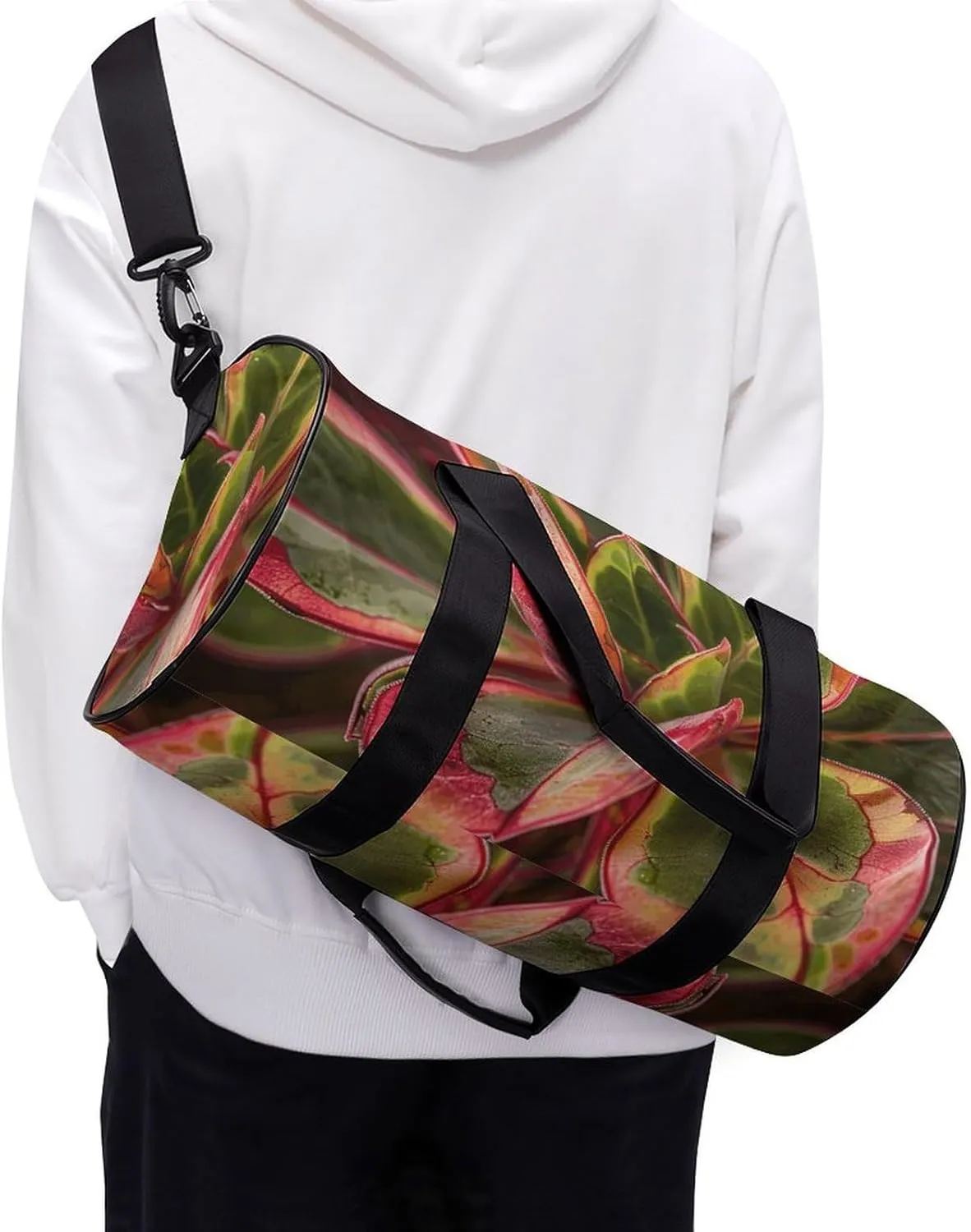 Sports Gym Bag for Women Men Travel Duffel Bag Succulent Plant Leaves Weekender Bag Canvas Carry on Overnight Bag for Travel Swimming Fitness Workout Sports Duffle Bag